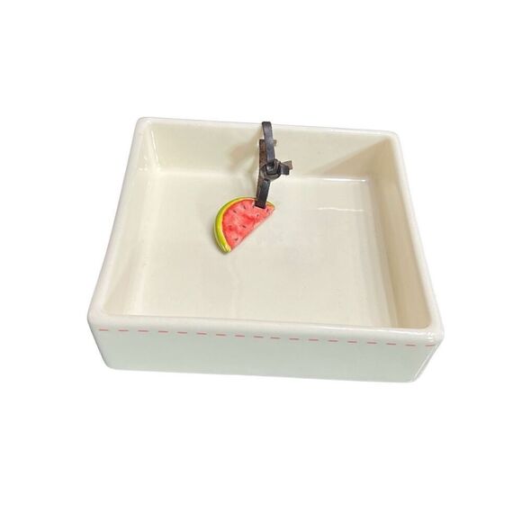 Rae Dunn Ceramic Square Napkin Holder with Watermelon Weight - Picture 1 of 3